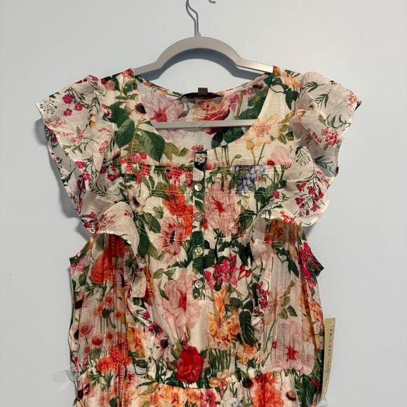 Figueroa Flower Short Sleeve Button Front Floral Print Belted Maxi Dress Size XL - Picture 3 of 7